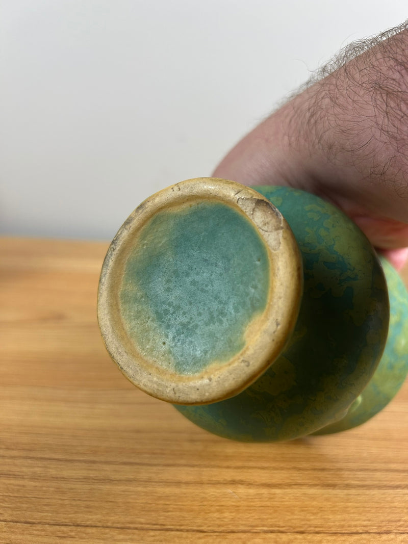 Weller Art Pottery Green 'Frosted Matte' 5.25" Tall Double Handle Vase