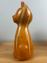 Hull Pottery Vintage MCM #809 Large Sitting Cat Vase In Orange & Yellow