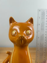 Hull Pottery Vintage MCM #809 Large Sitting Cat Vase In Orange & Yellow