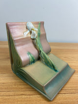 Coral Pink Iris Roseville Art Pottery Bookends 1939 Art Deco Bookend