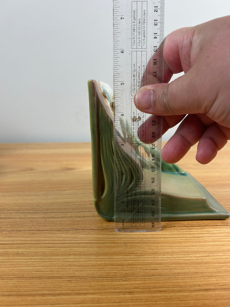 Coral Pink Iris Roseville Art Pottery Bookends 1939 Art Deco Bookend