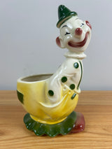 Royal Copley Vintage Clown Planter - Yellow And Green Kitschy
