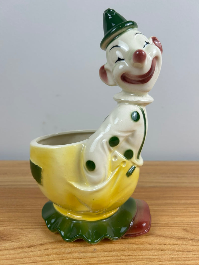 Royal Copley Vintage Clown Planter - Yellow And Green Kitschy