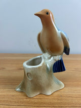 Beautiful Vintage Royal Copley Orange And Blue Bird Planter
