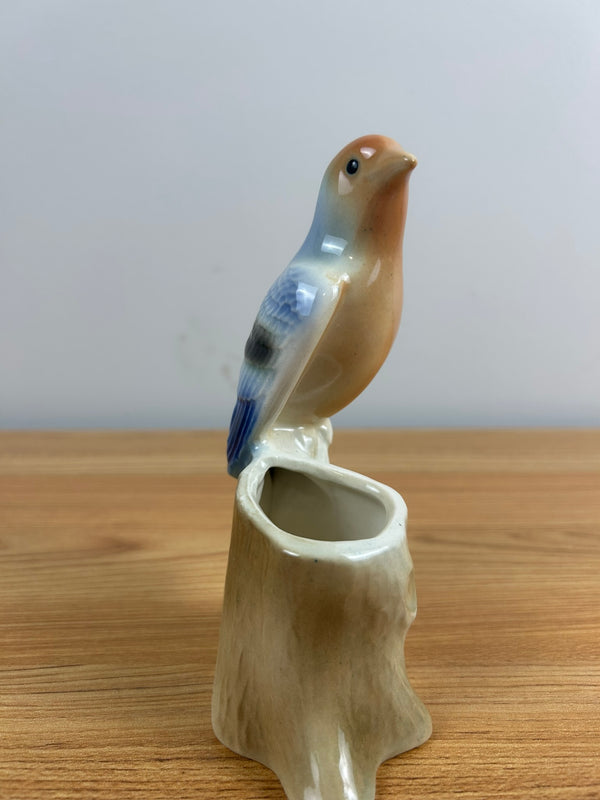 Beautiful Vintage Royal Copley Orange And Blue Bird Planter