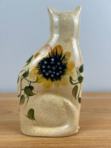 Brown Sunflower Staffordshire Style Cat Figurine Crooksville Ohio Pottery 10"