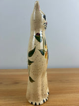 Brown Sunflower Staffordshire Style Cat Figurine Crooksville Ohio Pottery 10"