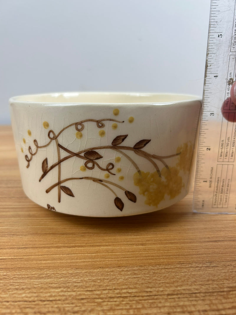 Brush Pottery Vintage Mid Century Hand Painted Floral 6" Pottery Bowl