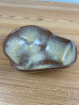 Frankoma Pottery Dish Bowl 4N Pine Cone Decorated Artist Signed.