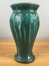 Pewabic Detroit Green Mottled Glaze Broad Leaf Cabinet Vase 6.5" Tall