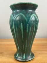 Pewabic Detroit Green Mottled Glaze Broad Leaf Cabinet Vase 6.5" Tall