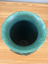 Pewabic Detroit Green Mottled Glaze Broad Leaf Cabinet Vase 6.5" Tall