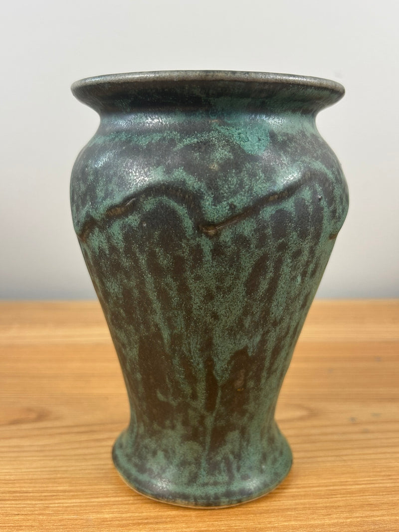 Pewabic Detroit Green Mottled Glaze Textured Abstract Design Vase