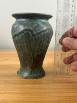 Pewabic Detroit Green Mottled Glaze Textured Abstract Design Vase