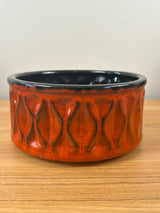 Mount Clemens Pottery 1968 Red MCM Mottled Red Glaze Bowl Black Interior