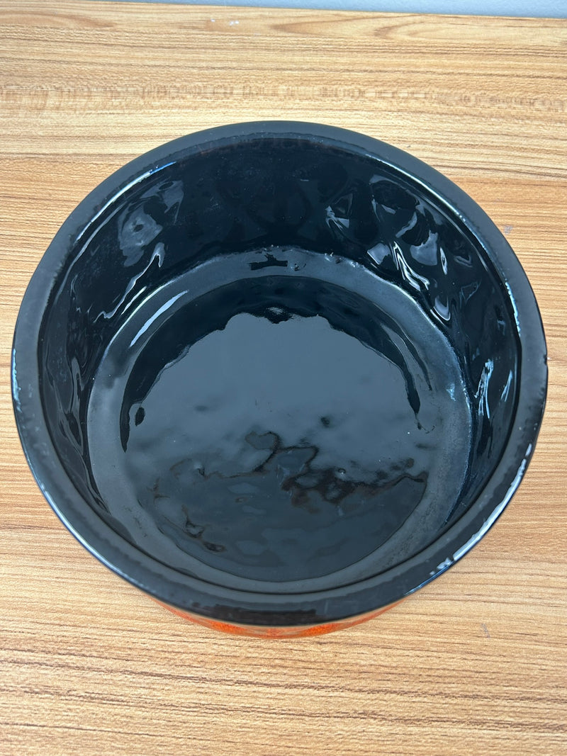 Mount Clemens Pottery 1968 Red MCM Mottled Red Glaze Bowl Black Interior