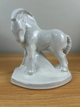 Art Deco Frankoma White Trojan Horse Art Pottery Bookend Gloss Finish 6.5""x6