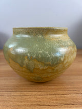 Ken Tracy Studio Pottery Arts And Crafts Mottled Green Yellow Ceramic Vase