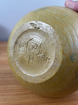 Ken Tracy Studio Pottery Arts And Crafts Mottled Green Yellow Ceramic Vase