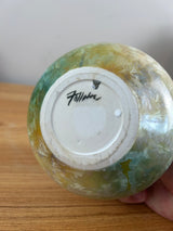 Kent Follett Art Pottery Signed  4" Oil Vase Crystaline Glaze Blue Brown