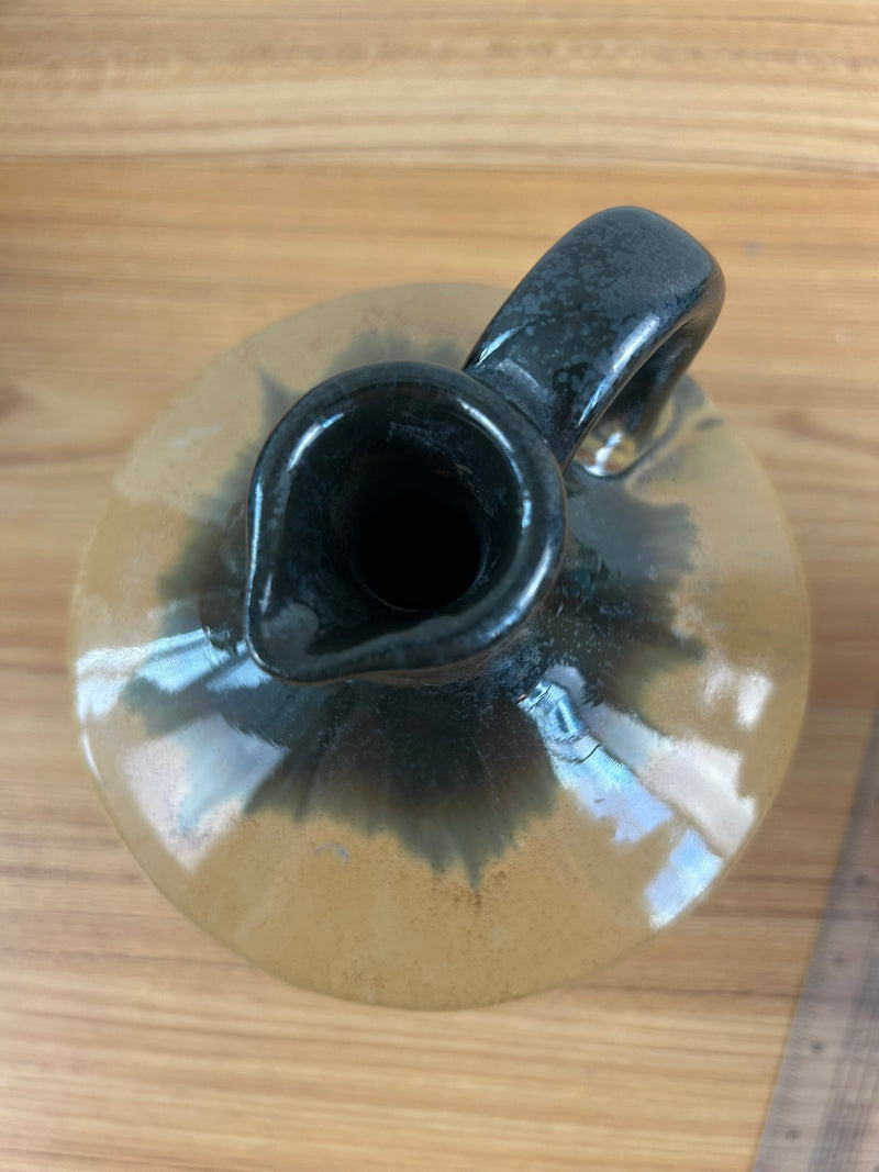 Fulper Copper Black Crystalline Flambe Musical Handled Jug In Working Order