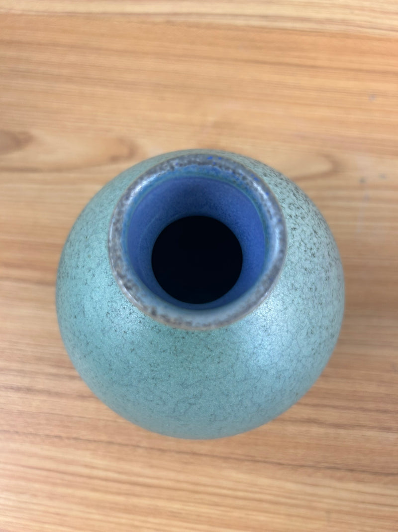 Peter Rose Pottery 6" Urn Bud Vase Mottled Green Signed Stamped