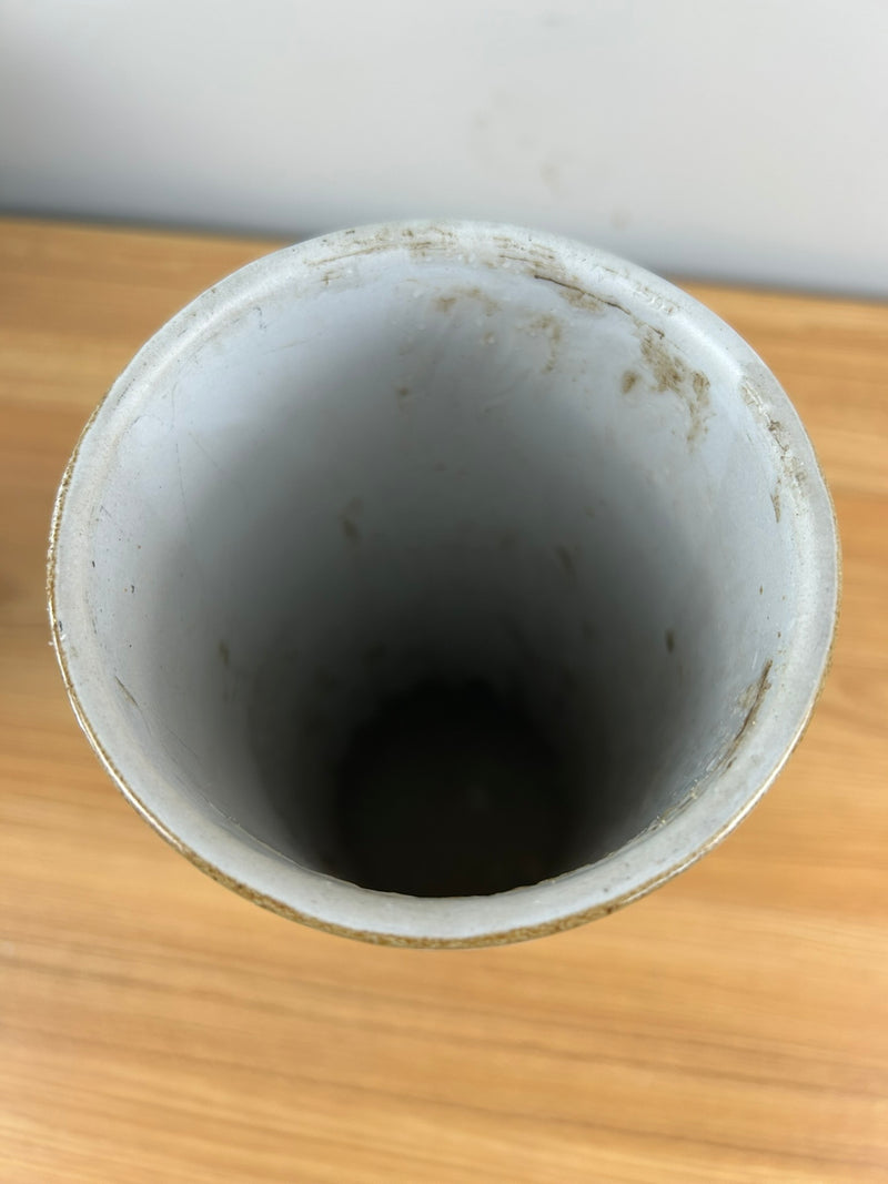 Pigeon Forge Pottery (TN 1946-99) 11.5" Cylinder Vase White Speckled Glaze