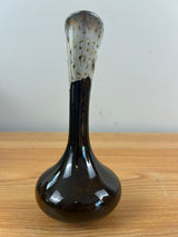 Van Briggle Vintage MCM Bud Vase Glossy Black/ Blue White Drip Overglaze