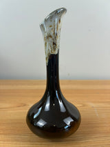 Van Briggle Vintage MCM Bud Vase Glossy Black/ Blue White Drip Overglaze