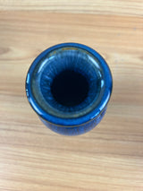 Bill Campbell Art Pottery Bud Vase 7 1/2 in T Blue & Purple Drip Glaze Signed