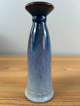 Bill Campbell Art Pottery Bud Vase 6 1/2 in T Blue & Purple Drip Glaze Signed