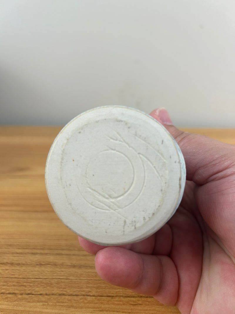 Bill Campbell Art Pottery Bud Vase 6 1/2 in T Blue & Purple Drip Glaze Signed