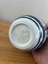 Ken Tracy Studio 2020 Art Deco Pottery Hand Made Scenic Blue White Ceramic Vase