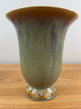 General Ceramics Art Deco Bell shape vase flambe' glaze, tan color 8" Tall