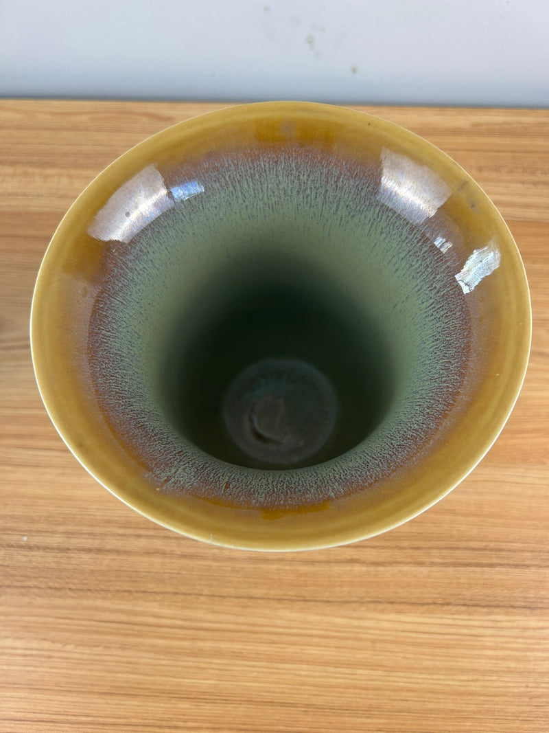 General Ceramics Art Deco Bell shape vase flambe' glaze, tan color 8" Tall