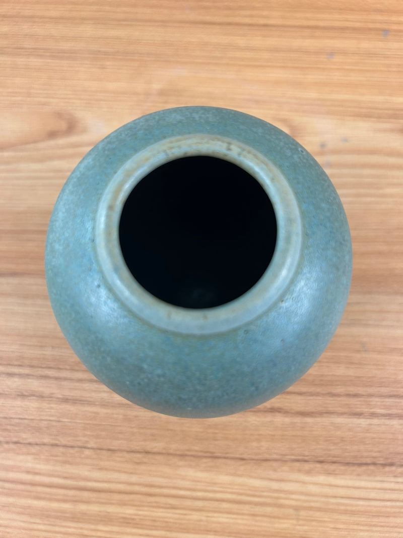 CLAIRVAUX CALIFORNIA STUDIO ART POTTERY GREEN VASE FATHER ANTHONY BELLESORTE 1998