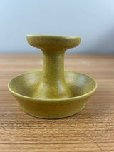 Pigeon Forge Pottery Yellow Mottled Glaze Pedestal Vase With Dish 3" Tall