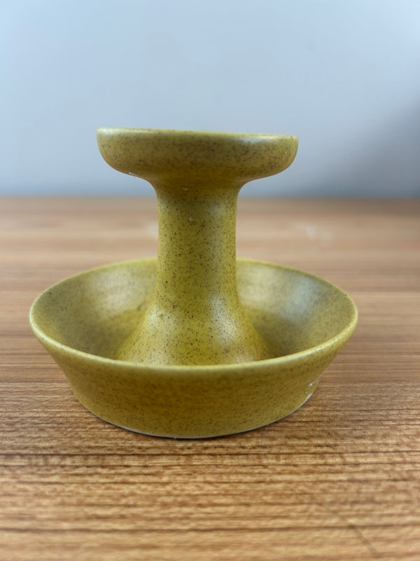 Pigeon Forge Pottery Yellow Mottled Glaze Pedestal Vase With Dish 3" Tall