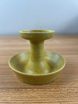 Pigeon Forge Pottery Yellow Mottled Glaze Pedestal Vase With Dish 3" Tall