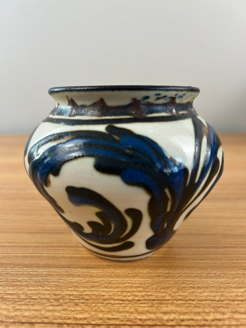 Herman A Kahler 1846-1917 Danish Art Nouveau Pottery Rim Vase Signed Danmark 3.5"