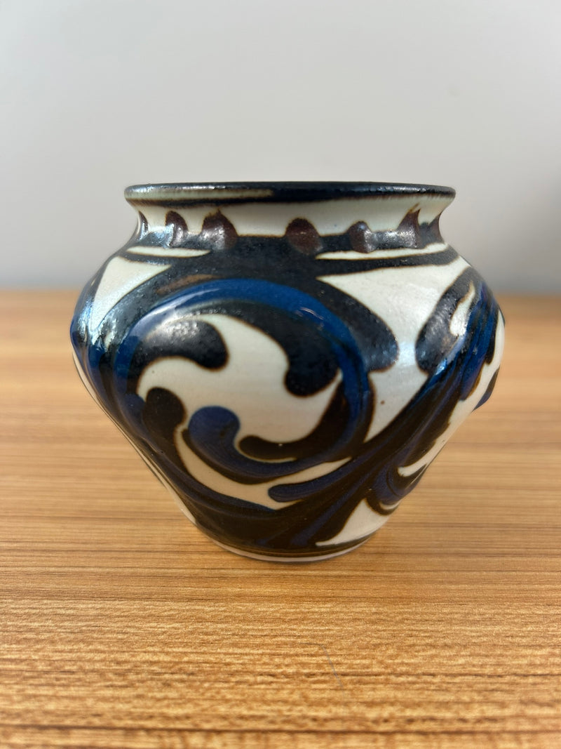 Herman A Kahler 1846-1917 Danish Art Nouveau Pottery Rim Vase Signed Danmark 3.5"