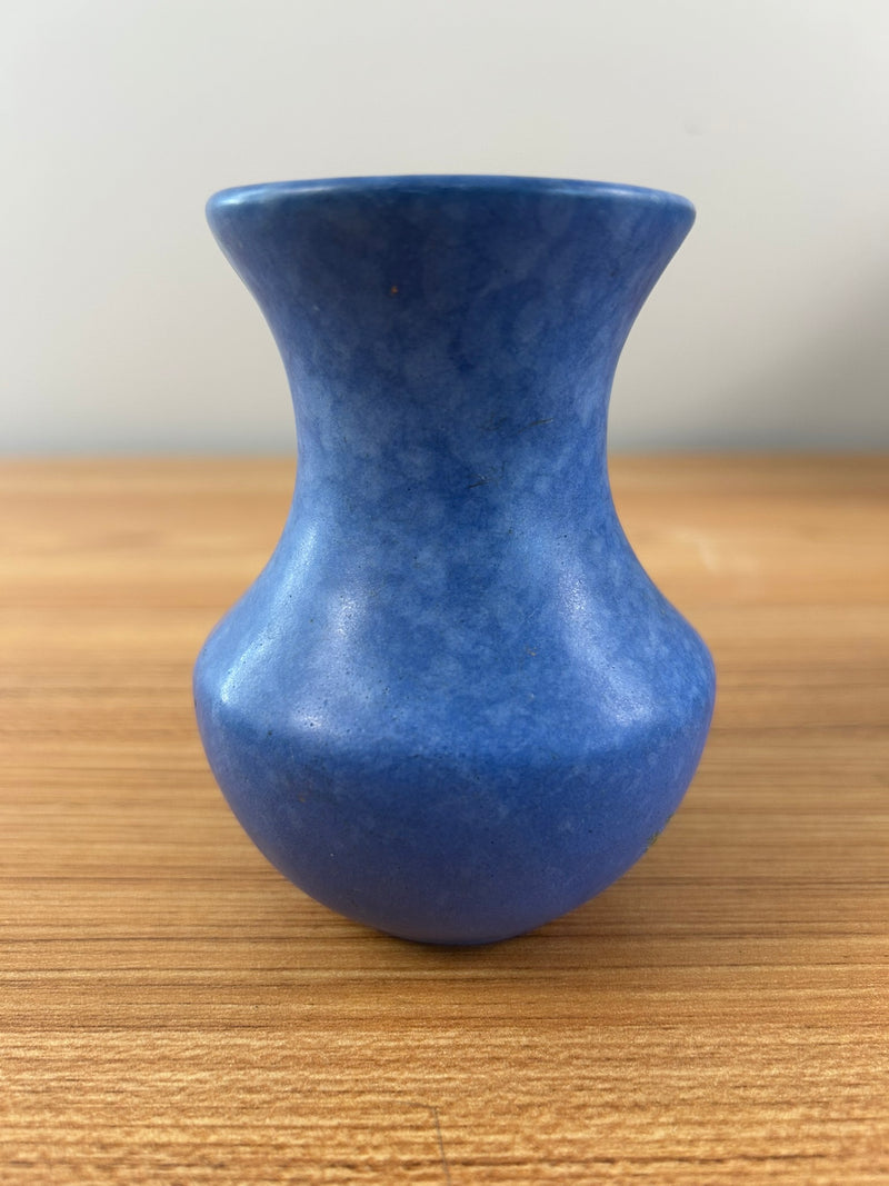 Dickota Art Pottery Blue Mottled Glaze Cabinet Vase 4" Tall