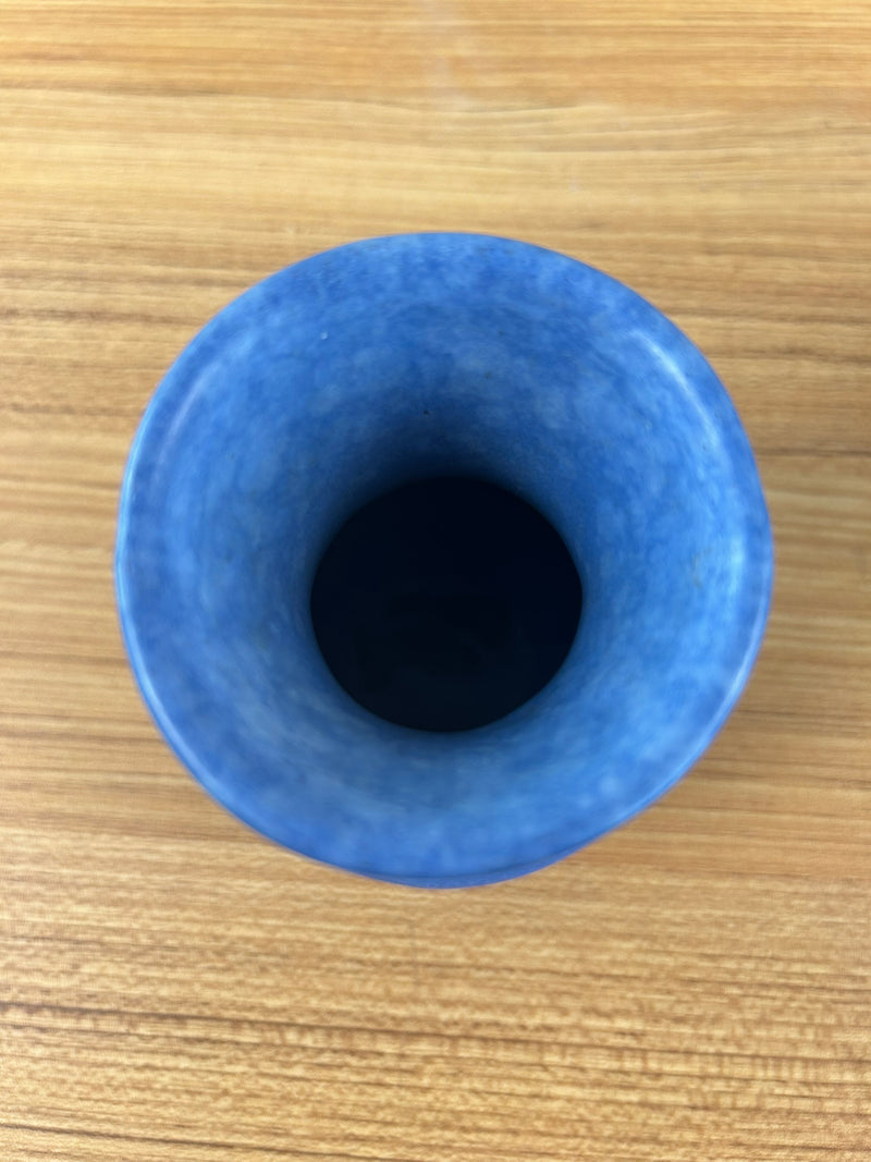 Dickota Art Pottery Blue Mottled Glaze Cabinet Vase 4" Tall