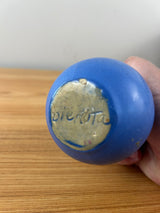 Dickota Art Pottery Blue Mottled Glaze Cabinet Vase 4" Tall