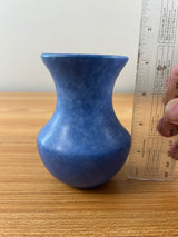 Dickota Art Pottery Blue Mottled Glaze Cabinet Vase 4" Tall