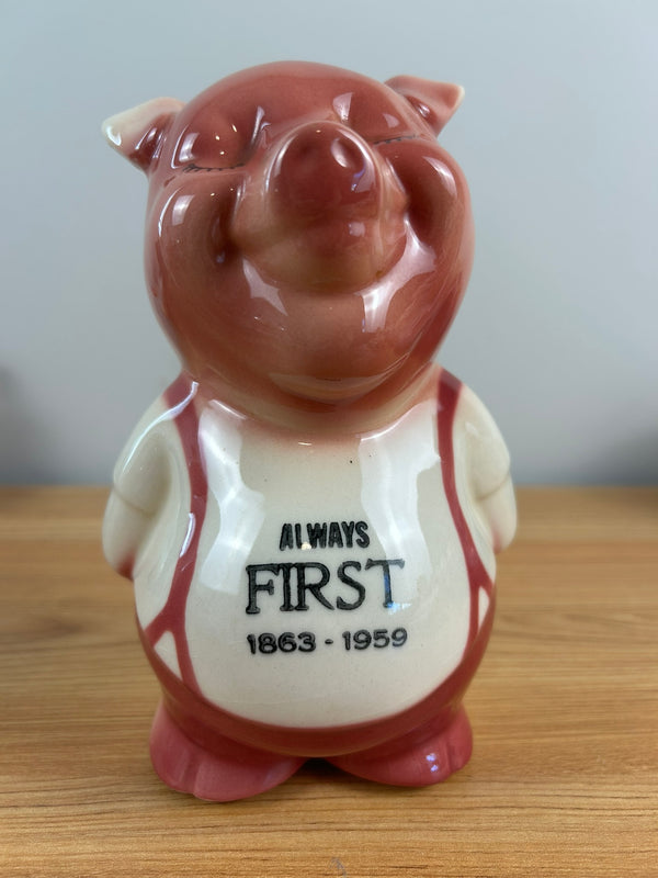 Royal Copley 1950's Vintage Art Pottery  Piggy Bank "Always First 1863-1959"