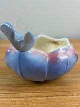 Royal Copley Vintage MCM Blue Bird on Blue & Pink Petal Bowl Planter