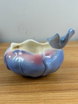 Royal Copley Vintage MCM Blue Bird on Blue & Pink Petal Bowl Planter