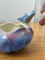 Royal Copley Vintage MCM Blue Bird on Blue & Pink Petal Bowl Planter