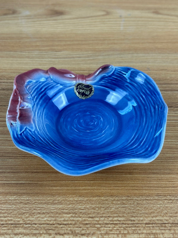 Royal Copely Vintage Colorful Art Pottery Pink & Blue Ribbon Nut Candy Bowl
